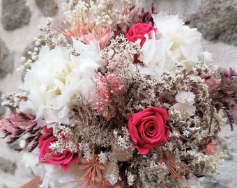 Wedding bouquet NINA, Bouquet dried and stabilized flowers Bouquet dried flowers pink ivory white