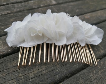 Weißer stabilisierter Hortensienkamm, Haarschmuck