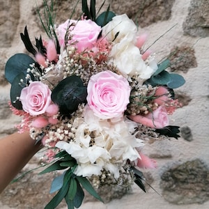 ELEA bouquet in dried and stabilized flowers, bridal bouquet, pink and white bouquet