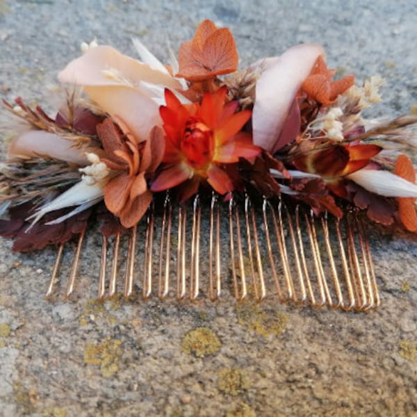 Peigne fleurs séchées AUTOMNE, Peigne coiffure