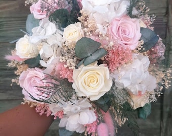 Ramo de novia DOUCEUR, ramo de flores secas y conservadas, ramo pastel