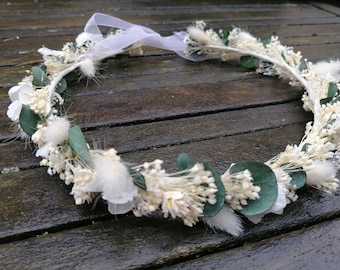 Couronne cheveux, couronne fleurs séchées, couronne mariée