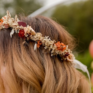 Couronne cheveux AUTOMNE fleurs séchées, couronne coiffure