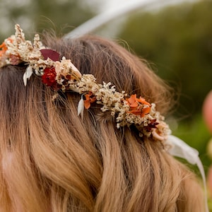 Couronne cheveux AUTOMNE fleurs séchées, couronne coiffure image 1