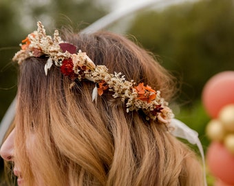 Couronne cheveux AUTOMNE fleurs séchées, couronne coiffure