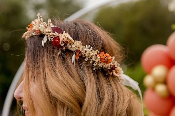 Couronne cheveux AUTOMNE fleurs séchées couronne coiffure - Etsy France