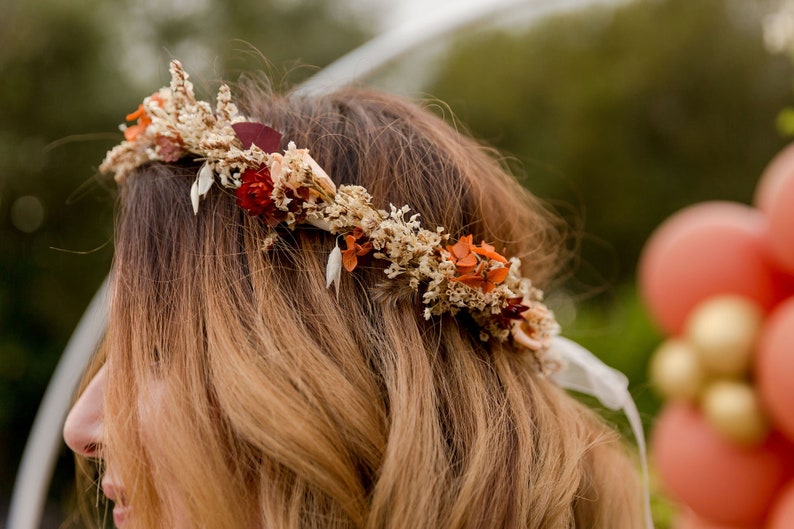 Couronne cheveux AUTOMNE fleurs séchées, couronne coiffure image 1