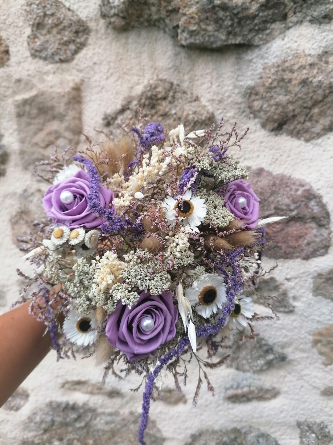 Bouquet de mariée PARME, Bouquet en fleurs séchées et stabilisées ...