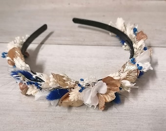 Serre tête en fleurs séchées et stabilisées, accessoire coiffure