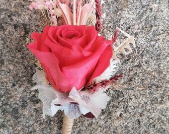 Boutonnière NINA en fleurs séchées et stabilisées, boutonnière marié