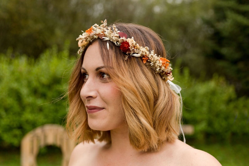 Couronne cheveux AUTOMNE fleurs séchées, couronne coiffure image 2