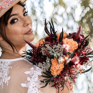 Terracotta bridal bouquet, bouquet in dried and stabilized flowers Bouquet of dried flowers