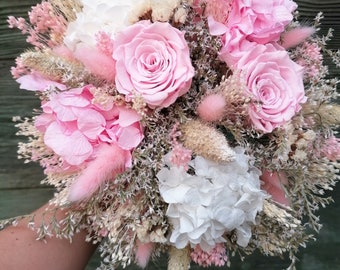 ANNA powder pink, white and ivory collection, bridal bouquet, bracelet, comb
