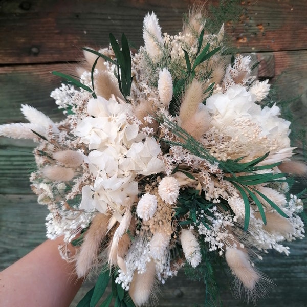 PERLE boeket gedroogde en geconserveerde bloemen, bruidsboeket