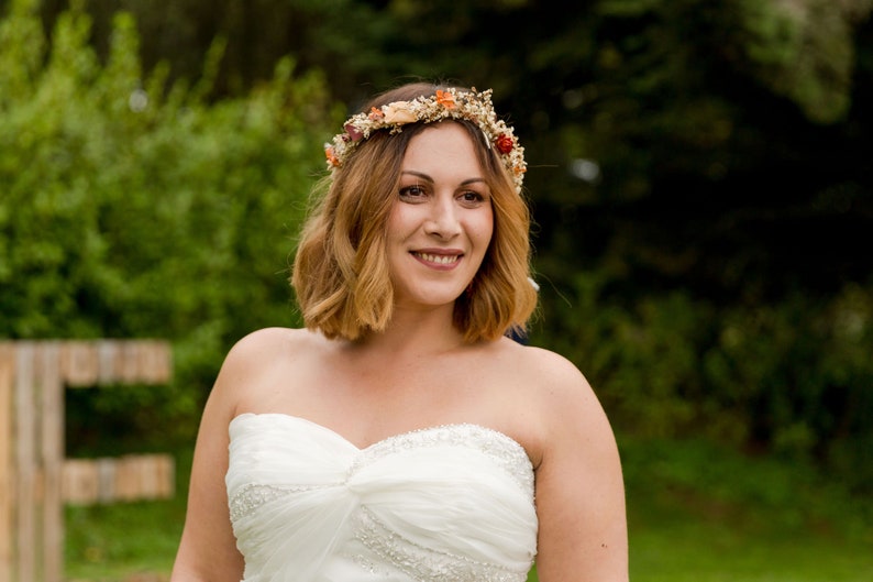 Couronne cheveux AUTOMNE fleurs séchées, couronne coiffure image 3