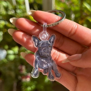 French Bulldog Keychain Bag Charm In Reverse M0n0 Print for Sale