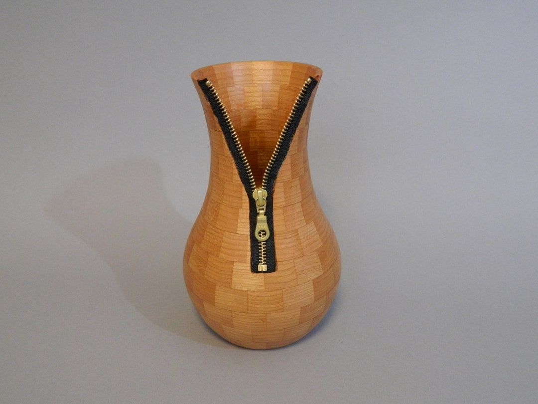 Hand Turned Segmented Cherry Zipper Vase Etsy