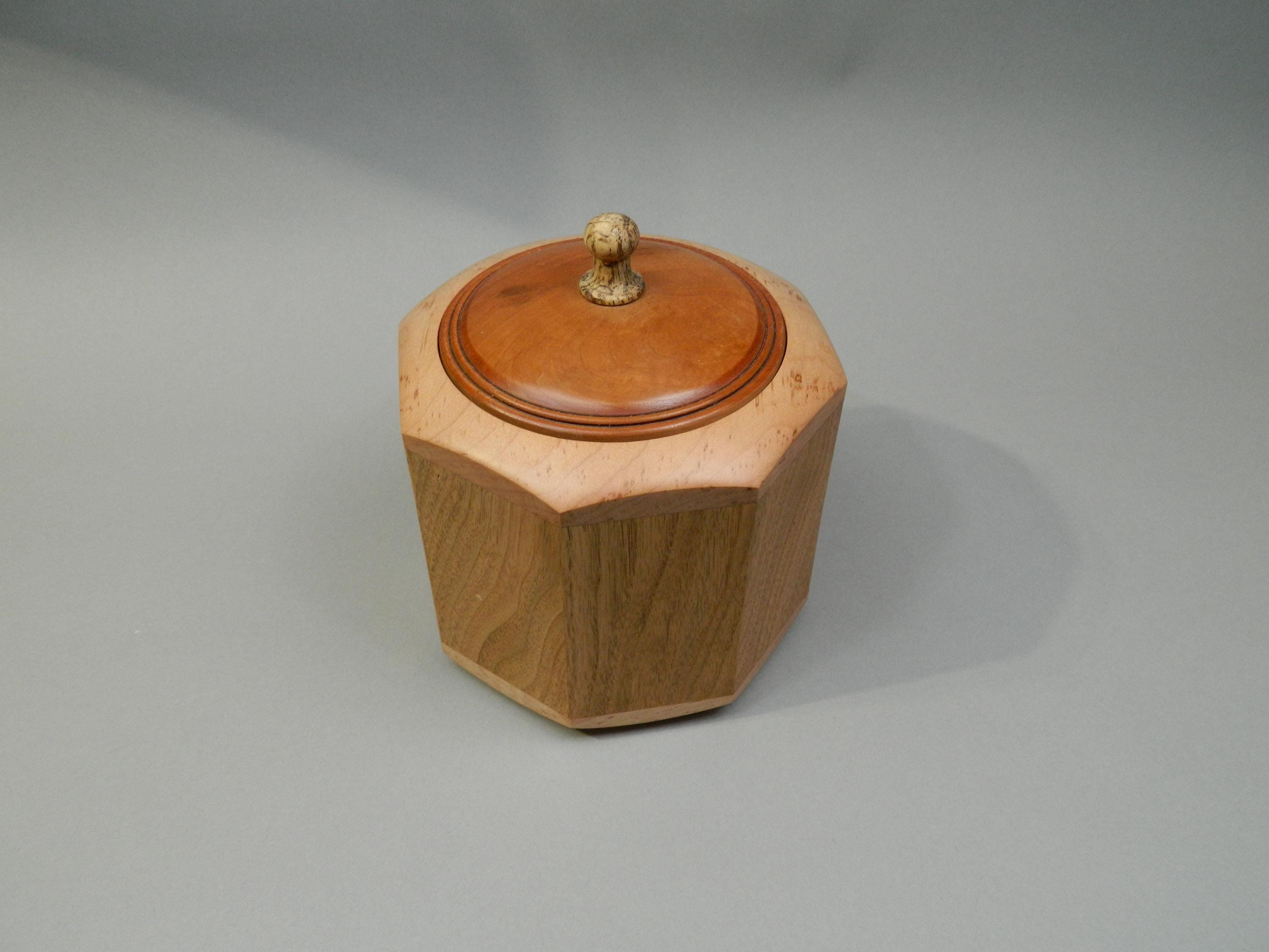 Hand Turned Wood Octagon Lidded Box: Walnut, Cherry & Sapele - Etsy