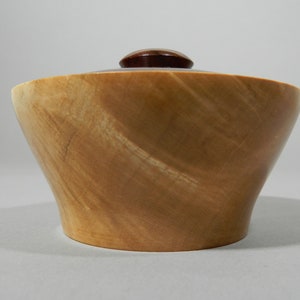 Hand Turned Maple Lidded Box: Black Walnut Lid, Wood Art