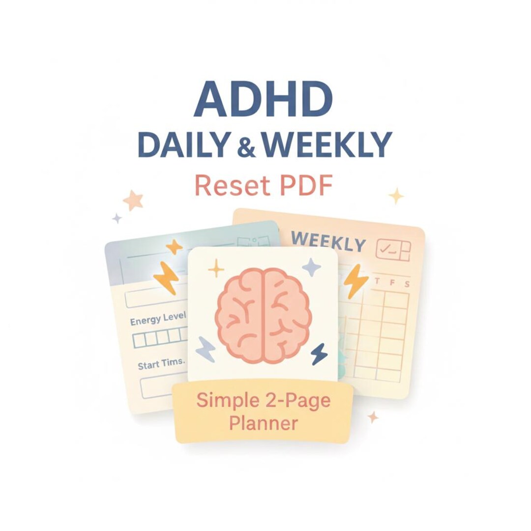 ADHD Daily Planner Printable – Simple One Page Focus Sheet for Adults ...