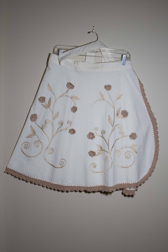 Vintage Wrap Around Skirt Hand Made Crocheted Flow