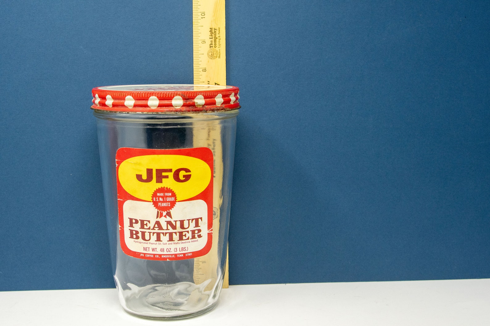Vintage JFG 48 Ounce Glass Peanut Butter Jar With Metal Lid Etsy