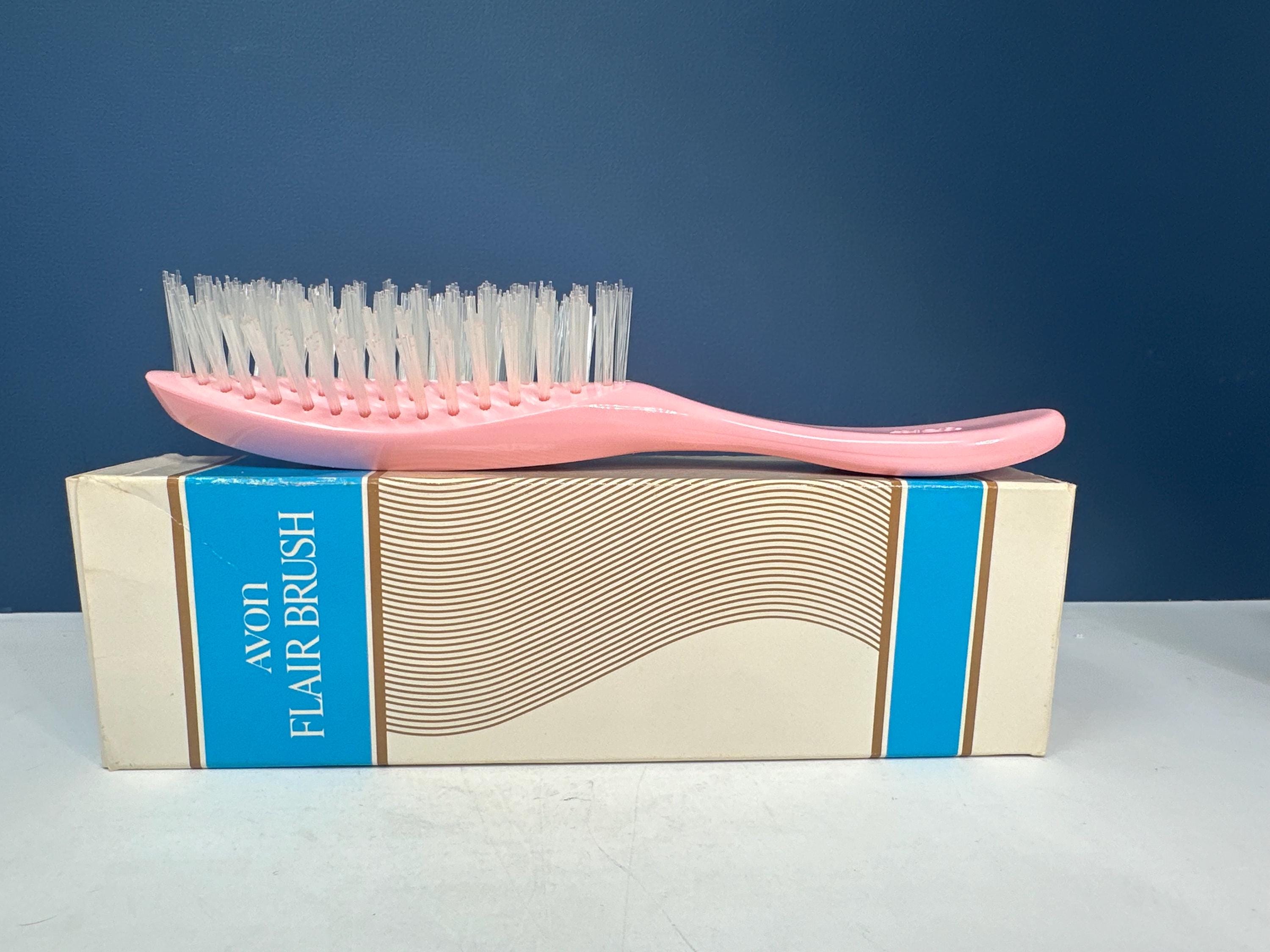 Vintage AVON Pink Flair Hair Brush - Clear Bristles - Original Box
