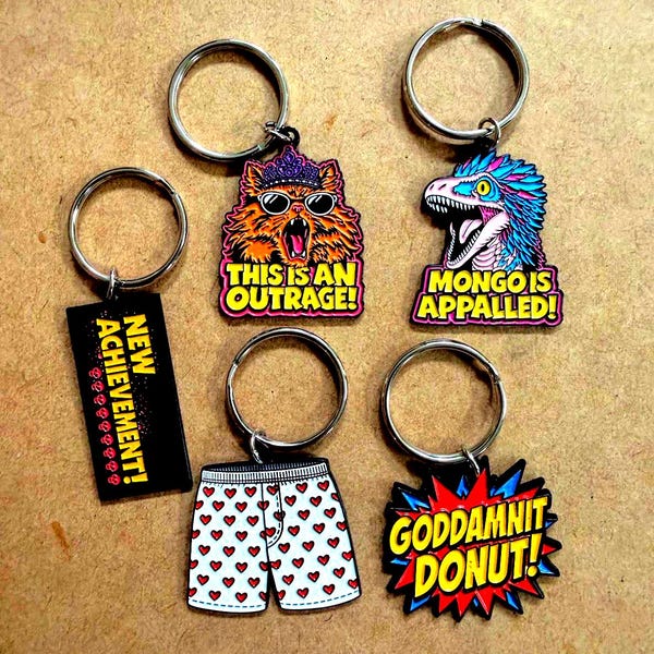 Dungeon Crawler Carl Enamel Keychain | 5 Designs | Princess Donut This Is An Outrage | Mongo Is Appalled | New Achievement | LitRPG Fan Gift