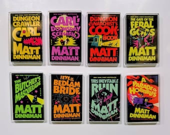 Dungeon Crawler Carl Hardcover Magnets | UV Printed Acrylic Book Cover Magnet Set | Matt Dinniman Inspired Fridge Magnets | Nerdy Book Gift