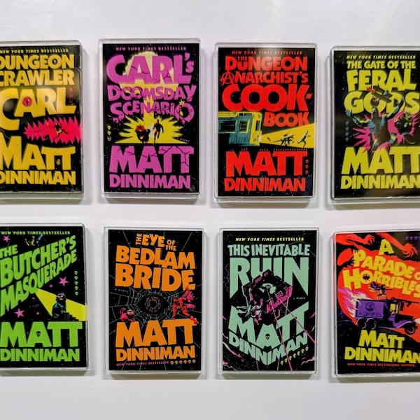 Dungeon Crawler Carl Book Magnets | Mini Hardcover Book Cover Magnets | DCC Acrylic Magnet Set | LitRPG Book Lover Gift
