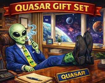 Dungeon Crawler Carl Quasar Gift Set – Alien Attorney Tumbler, Pin, Keychain