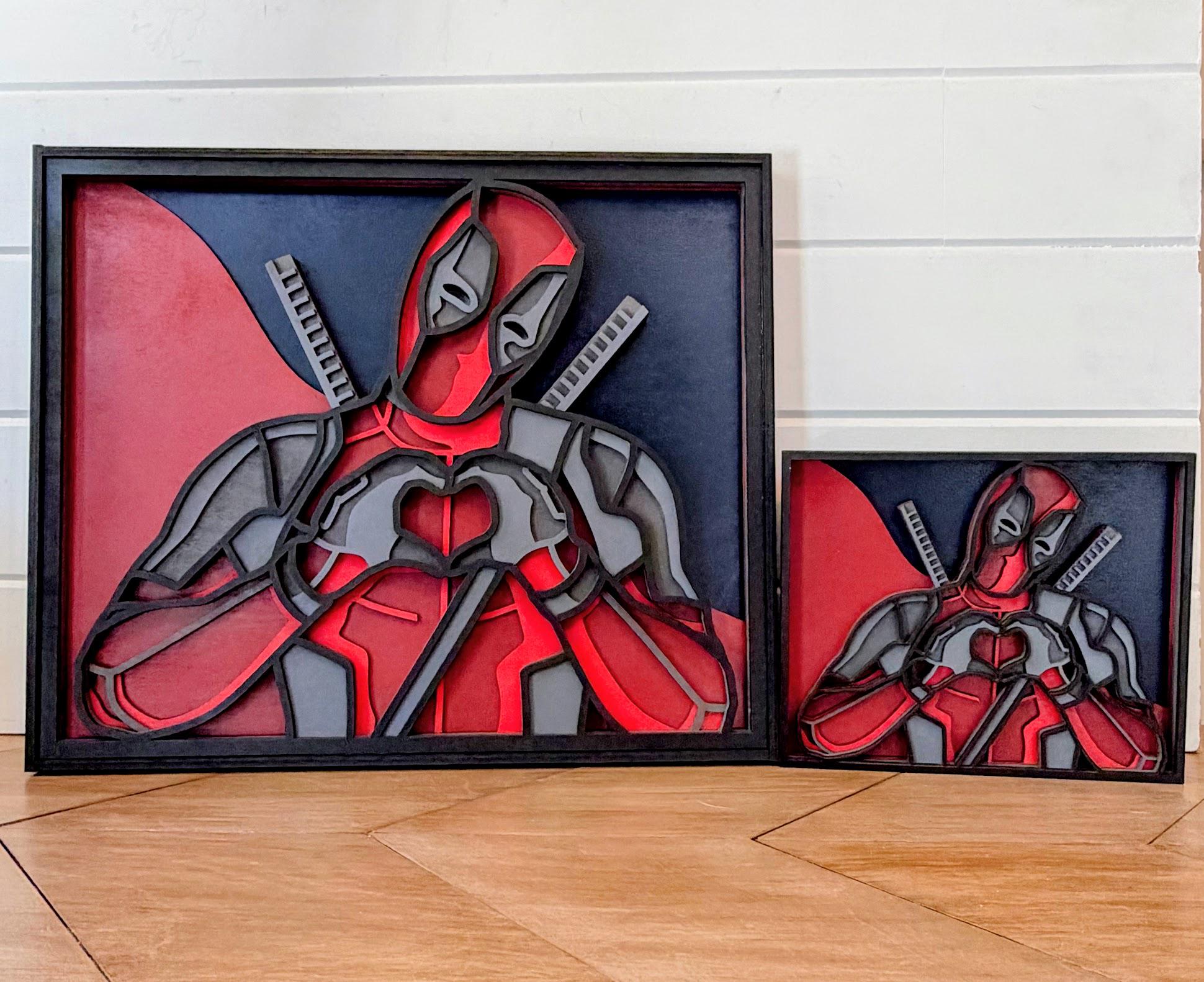 Deadpool Layered Wood Wall Art | 3D Laser Cut Marvel Decor | Funny ...