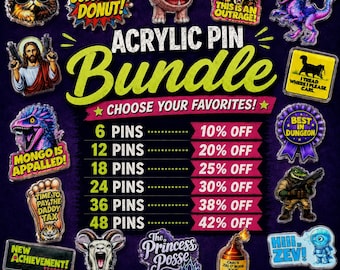 Dungeon Crawler Carl Acrylic Pin Bundle | Build Your Own 6, 12, 18, 24 Pin or 36 Set | Princess Donut Mongo Samantha Quasar DCC Pins