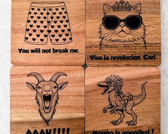 Dungeon Crawler Carl - Engraved Wooden Coaster Set of 4 or 6