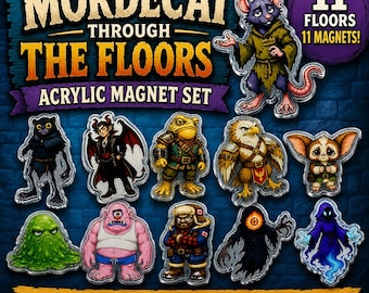 Mordecai Through the Floors Acrylic Magnet Collection | Dungeon Crawler Carl Inspired Character Magnets | 11 Designs
