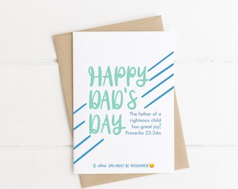 Sustainable Proverbs 23 Funny Christian Father’s Day Card | Hand lettered | Printed on demand | Celebrate, thank, and make dad chuckle