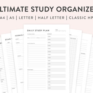 Kit di preparazione all'esame stampabile, organizzatore di studio definitivo, pianificatore di studenti, kit di studio per studenti universitari, organizzatore di studenti / 5 dimensioni