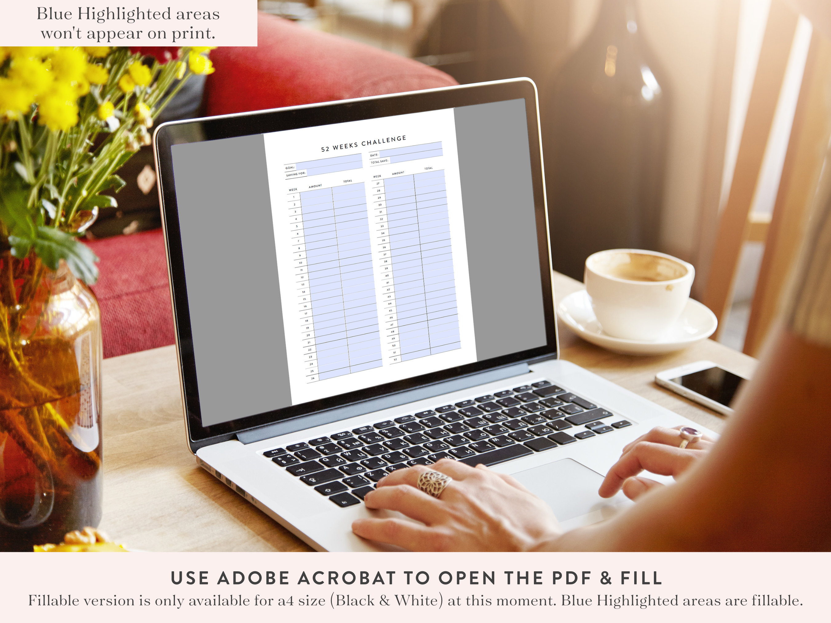 Printable 52 Week Savings Challenge, Fillable 52 Weeks Challenge, 52 ...