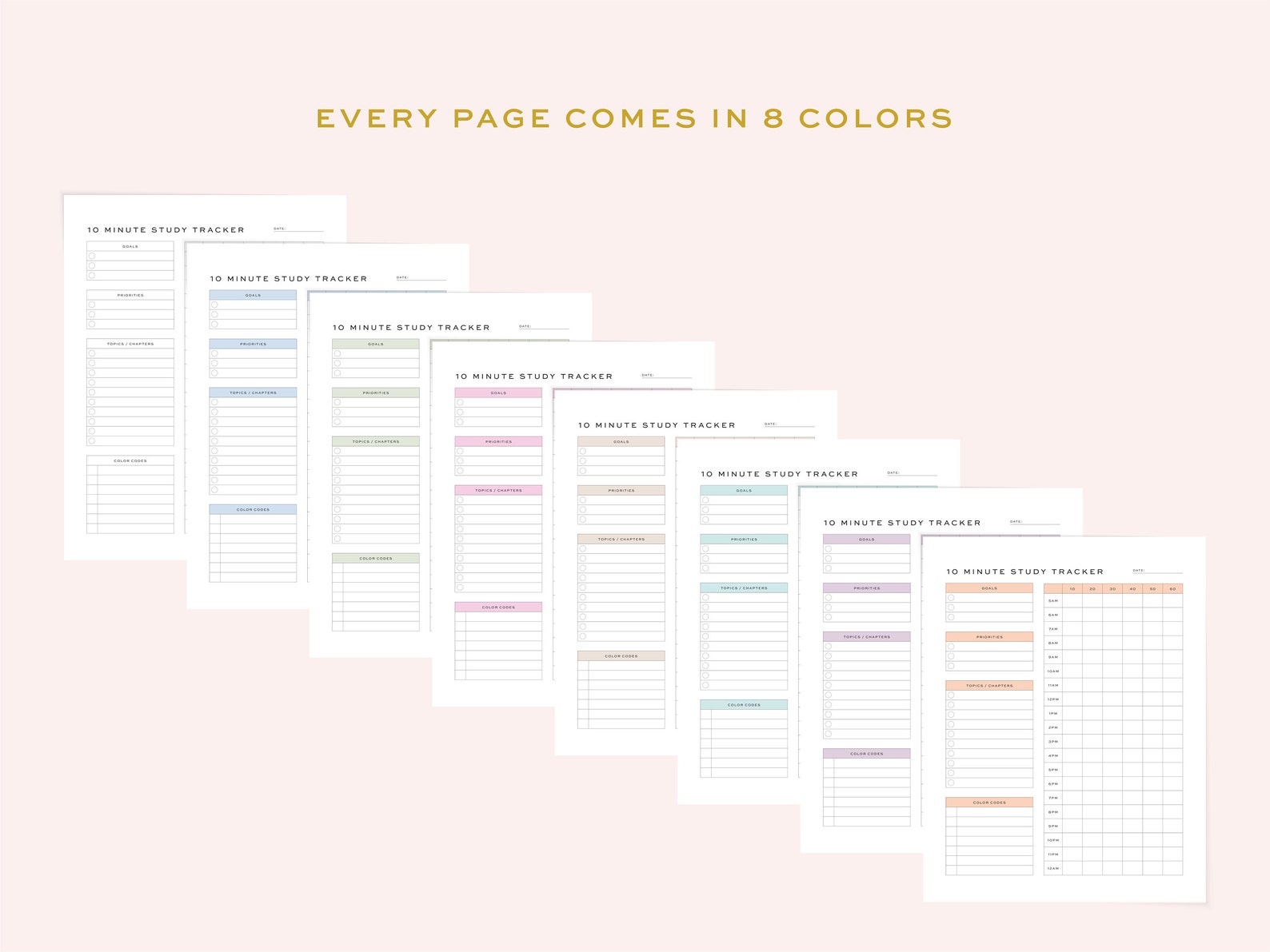Printable 10 Minute Study Tracker Study Session Planner Etsy