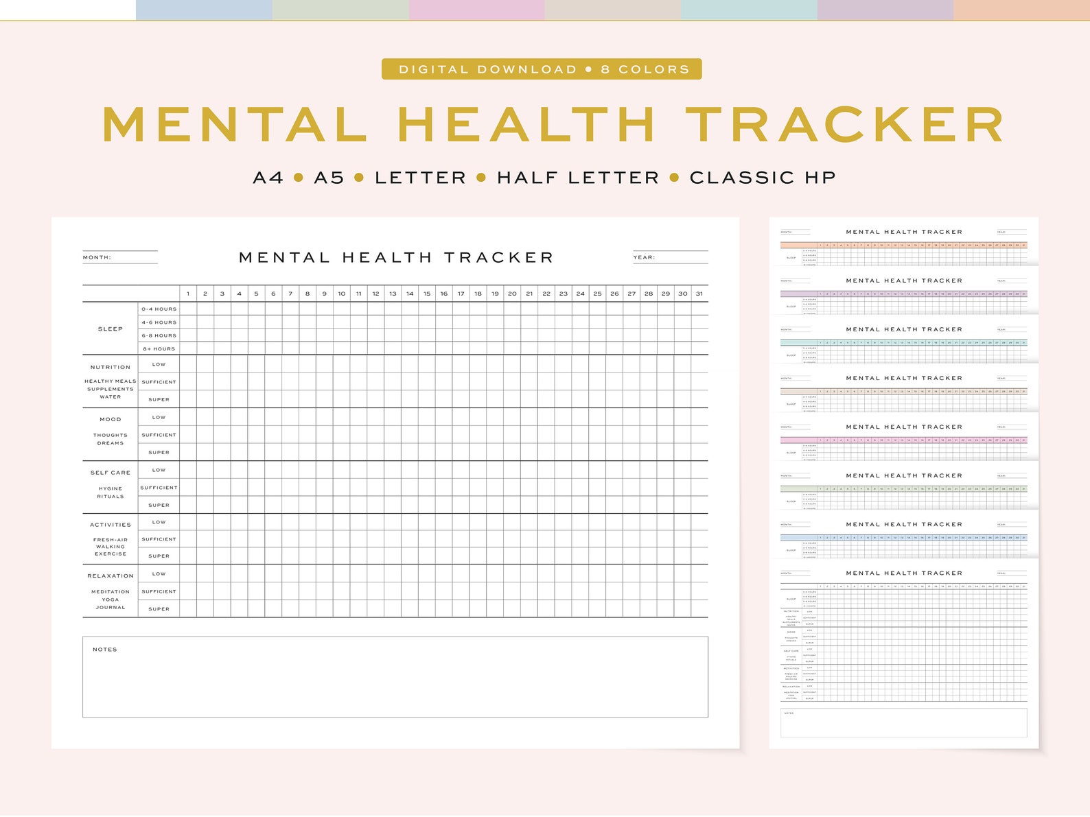 Printable Mental Health Tracker Fillable Monthly Mental - Etsy