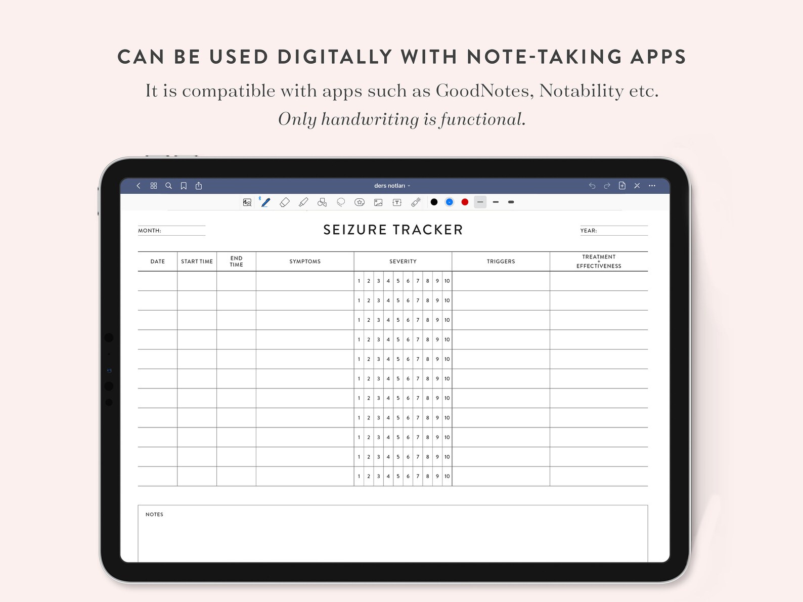 Printable Seizure Tracker, Fillable Seizure Logs, Epilepsy Tracker ...