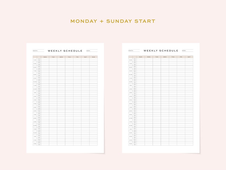 Printable Half Hour Weekly Planner, 24 Hours (digital Download) - Etsy