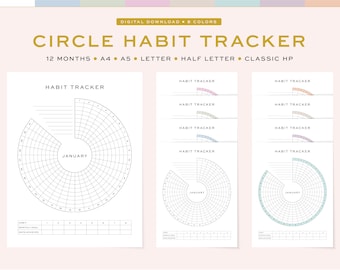 Printable Circle Habit Tracker | Monthly Goal Planner (Digital Download)