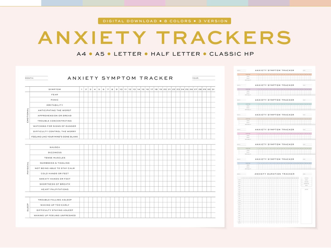 Printable Anxiety Trackers Monthly Anxiety Relief Worksheet Symptom Printable Anxiety Trackers Monthly Anxiety Relief Worksheet Symptom