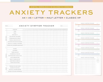 Tracker dell'ansia stampabile / Foglio di lavoro sui sintomi e sull'umore (download digitale)