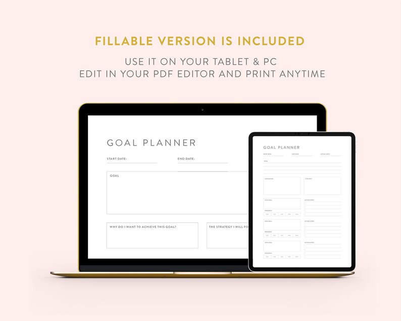 Printable Goal Planner Fillable Personal Goal Planner 2 | Etsy UK