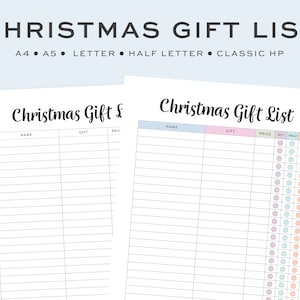 Printable Christmas Gift List Tracker, Fillable Christmas Template, Christmas Planner, Christmas To Do List | 5 Sizes, Rainbow