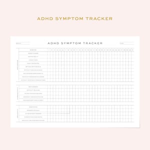 Printable ADHD Symptom Tracker, Fillable Daily Log (digital Download ...