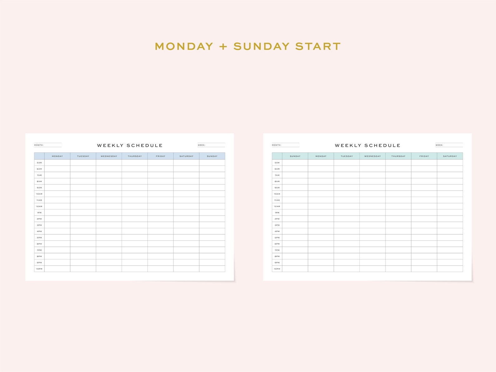 Printable Weekly Schedule, Fillable 5 AM 10 PM Personal Weekly Schedule