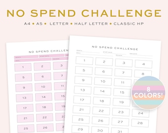 Printable No Spend Challenge Tracker, Minimal Budget Planner (Digital Download)